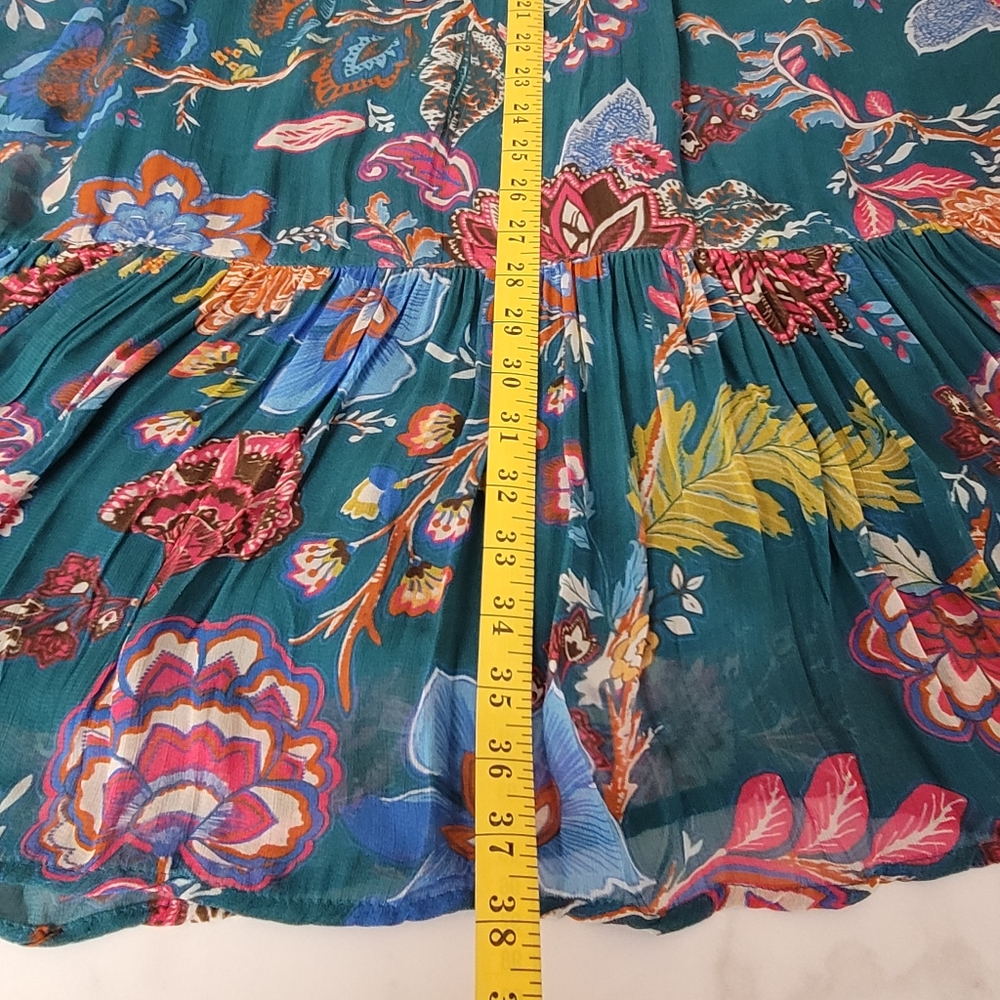 Anthropologie Natalie Trapeze Dress Womens Floral Sheer Overlay High Neck  Sz S - Picture 7 of 12